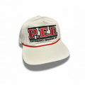 White cap with 'P.E.D. Performance Enhancing Drug' text on a white background